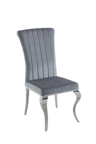 COASTER DINING-ROOM CARONE UPHOLSTERED SIDE CHAIRS GREY AND CHROME (SET OF 4)