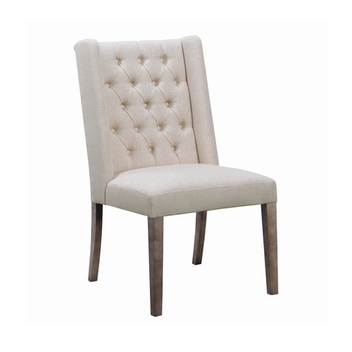 COASTER DINING-ROOM TUFTED SIDE CHAIRS DARK BROWN AND BEIGE