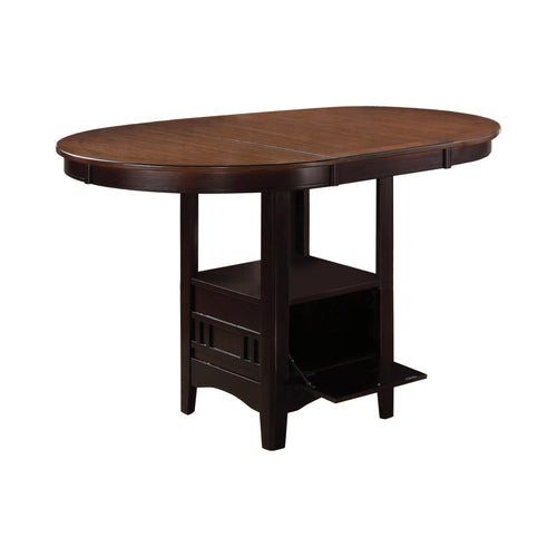 COASTER DINING-ROOM LAVON OVAL COUNTER HEIGHT TABLE LIGHT CHESTNUT AND ESPRESSO