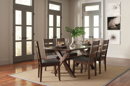 COASTER ALSTON KNOTTY NUTMEG AND GREY LADDER BACK DINING SIDE CHAIR