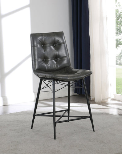 COASTER DINING-ROOM UPHOLSTERED TUFTED COUNTER HEIGHT STOOLS GREY