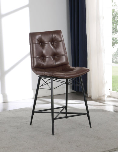 COASTER DINING-ROOM UPHOLSTERED TUFTED COUNTER HEIGHT STOOLS BROWN