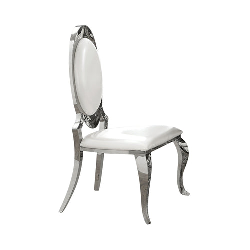 COASTER DINING-ROOM ANTOINE OVAL BACK SIDE CHAIRS CREAM AND CHROME