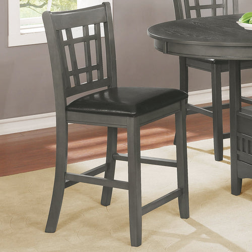 COASTER DINING-ROOM LAVON UPHOLSTERED COUNTER HEIGHT STOOLS BLACK AND MEDIUM GREY