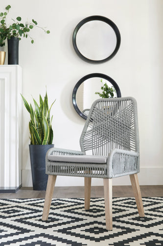 COASTER DINING-ROOM WOVEN BACK SIDE CHAIRS GREY