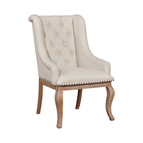 COASTER DINING-ROOM BROCKWAY COVE TUFTED ARM CHAIRS CREAM AND BARLEY BROWN