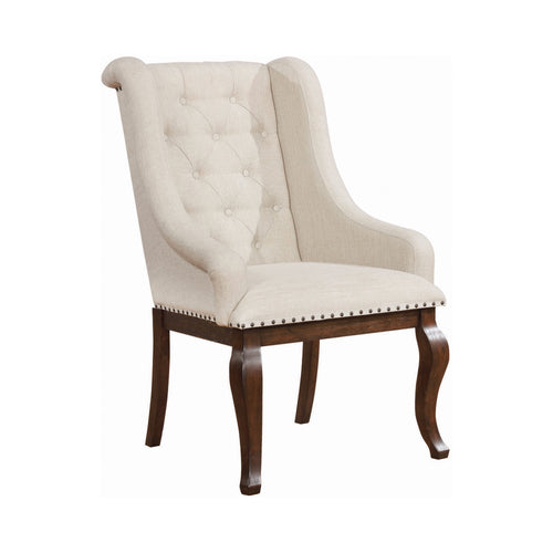 COASTER DINING-ROOM BROCKWAY COVE TUFTED ARM CHAIRS CREAM AND ANTIQUE JAVA