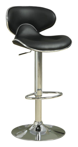 COASTER BLACK AND CHROME CURVY ADJUSTABLE BAR STOOL