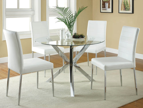 COASTER DINING-ROOM SIDE CHAIR (WHITE/CHROME)