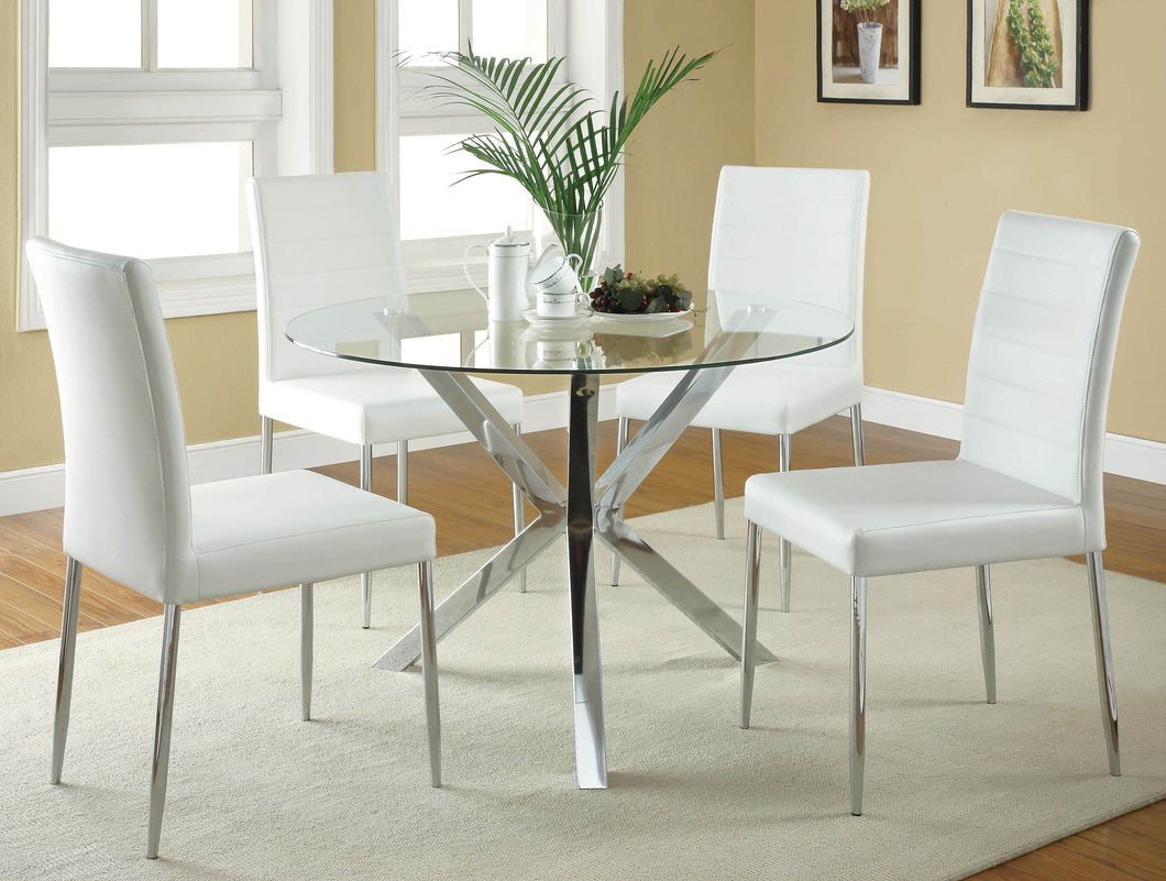 COASTER DINING-ROOM SIDE CHAIR (WHITE/CHROME)