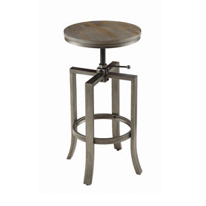 COASTER DINING-ROOM ADJUSTABLE HEIGHT SWIVEL BAR STOOLS BRUSHED NUTMEG AND SLATE GREY