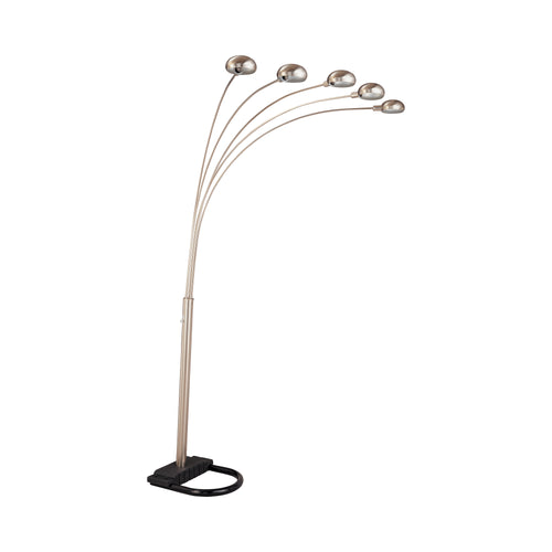 COASTER 5-LIGHT FLOOR LAMP WITH CURVY DOME SHADES CHROME AND BLACK