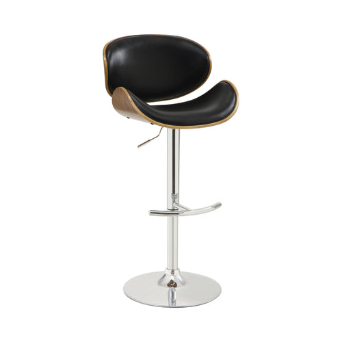 COASTER BLACK/WALNUT AND CHROME ADJUSTABLE BAR STOOL