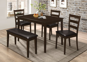 COASTER DINING-ROOM 5-PIECE DINING SET WITH BENCH CAPPUCCINO AND DARK BROWN