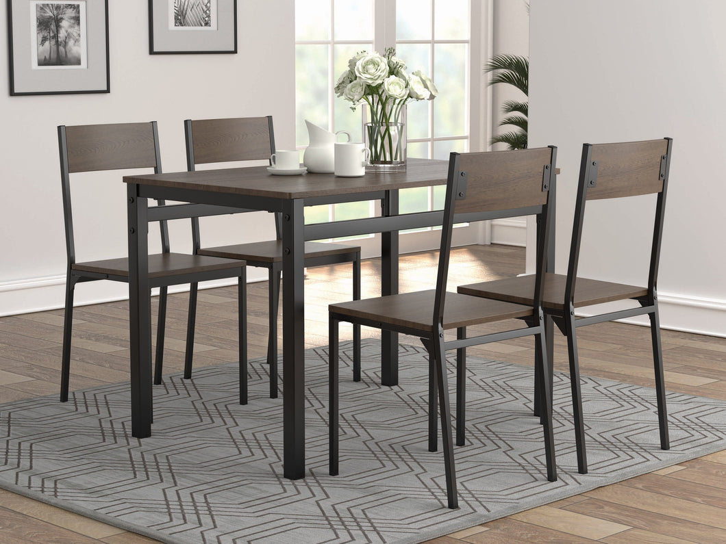 COASTER DINING-ROOM 5-PIECE DINING SET ARK BROWN AND MATTE BLACK