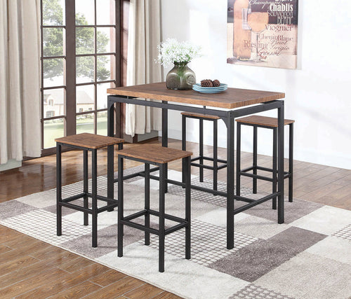 COASTER DINING-ROOM 5-PIECE BAR SET WEATHERED CHESTNUT AND BLACK