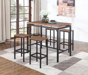 COASTER DINING-ROOM 5-PIECE BAR SET WEATHERED CHESTNUT AND BLACK