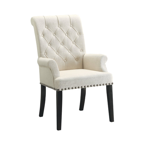 COASTER DINING-ROOM TUFTED BACK UPHOLSTERED ARM CHAIR BEIGE