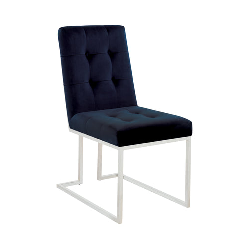 COASTER DINING-ROOM UPHOLSTERED DINING CHAIRS INK BLUE AND CHROME