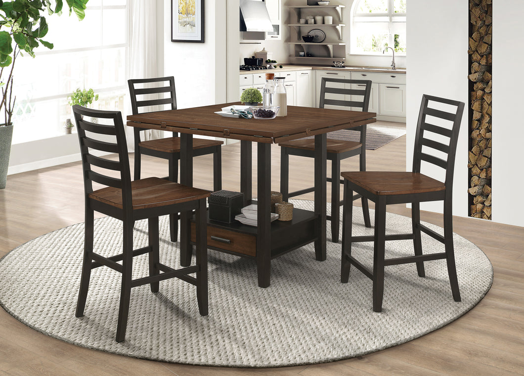 COASTER SANFORD CINNAMON AND ESPRESSO 5-PIECE ROUND COUNTER DINING SET