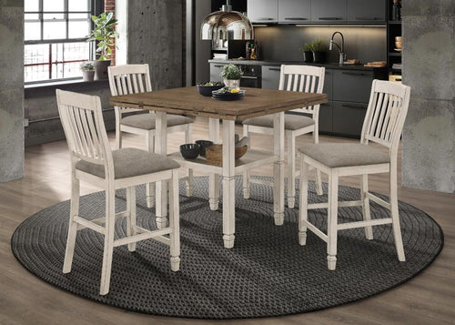 COASTER SARASOTA NUTMEG AND RUSTIC CREAM DINING ROOM SET (7 PC)