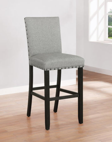 COASTER GREY LINEN AND ANTIQUE NOIR BAR STOOL