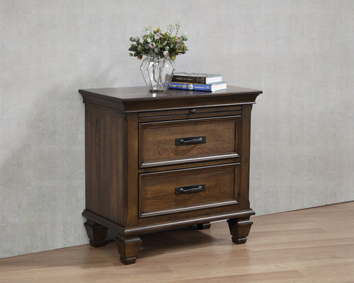 COASTER BEDROOM 2-DRAWER NIGHTSTAND WITH PULL OUT TRAY BURNISHED OAK
