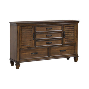 COASTER BEDROOM FRANCO 5-DRAWER DRESSER WITH 2 LOUVERED DOORS BURNISHED OAK