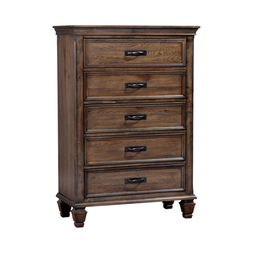 COASTER BEDROOM FRANCO 5-DRAWER CHEST BURNISHED OAK