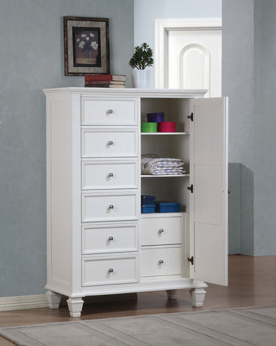 COASTER SANDY BEACH WHITE 8-DRAWER STORAGE CHEST