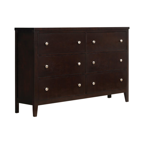 COASTER BEDROOM CARLTON 6-DRAWER RECTANGULAR DRESSER CAPPUCCINO