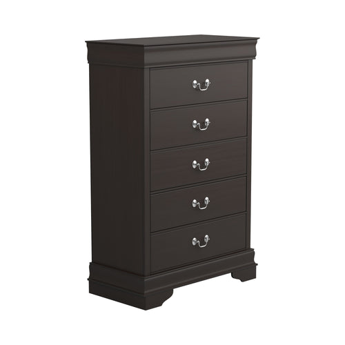 COASTER BEDROOM LOUIS PHILIPPE 5-DRAWER CHEST WITH SILVER BAILS CAPPUCCINO
