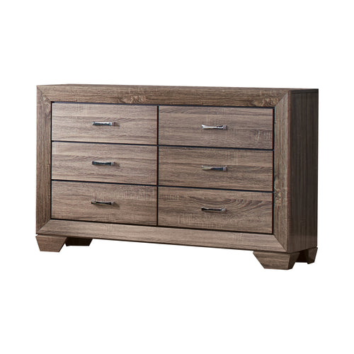 COASTER BEDROOM KAUFFMAN 6-DRAWER DRESSER WASHED TAUPE