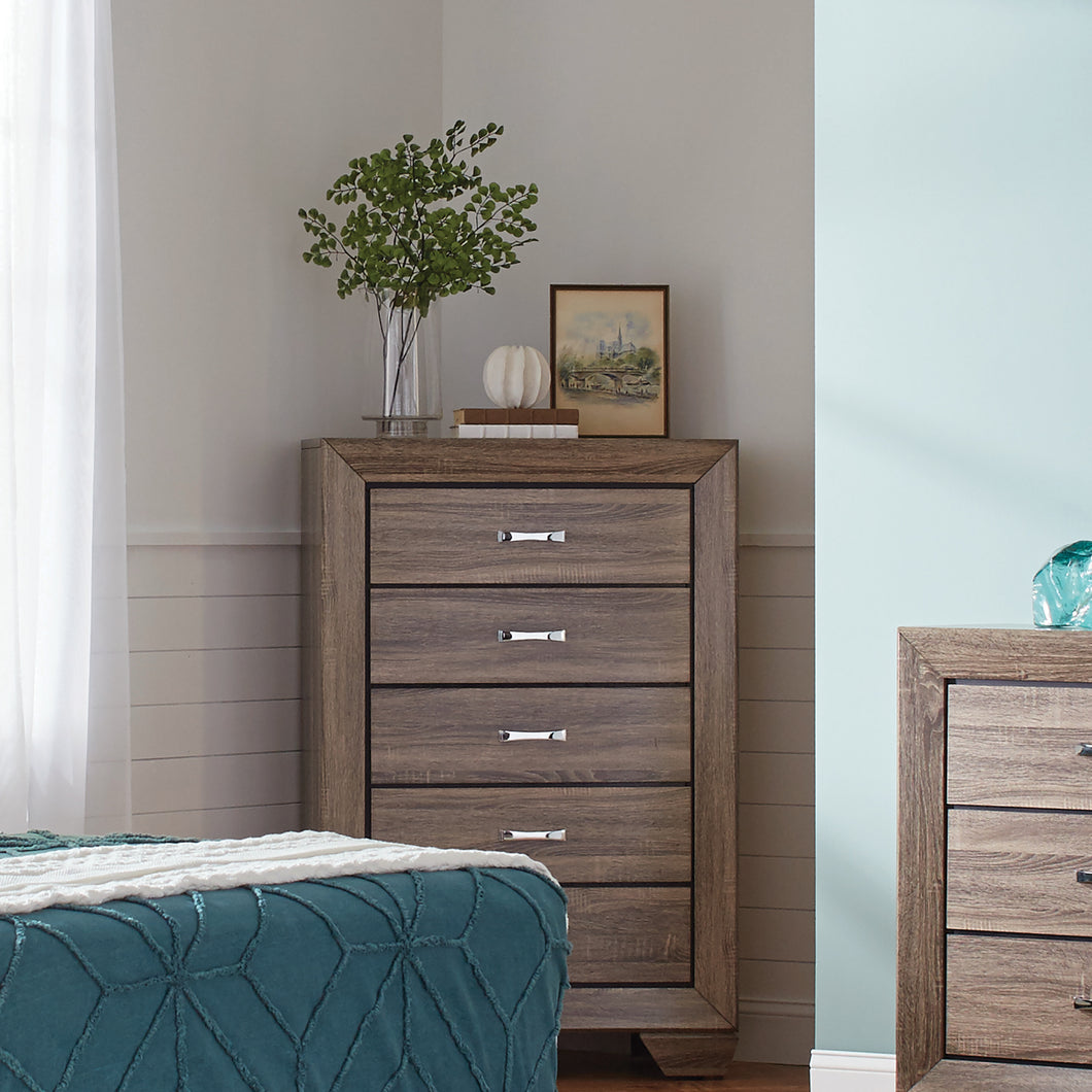 COASTER BEDROOM KAUFFMAN 5-DRAWER CHEST WASHED TAUPE
