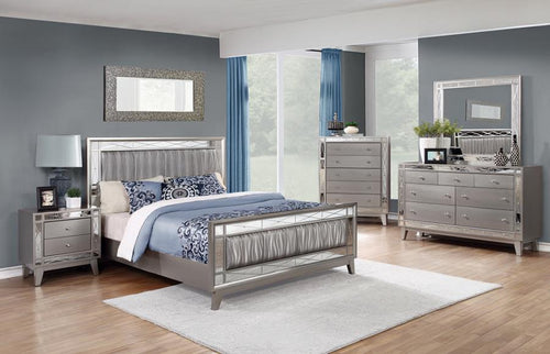 COASTER LEIGHTON MERCURY METALLIC QUEEN BEDROOM SET (4 PC)