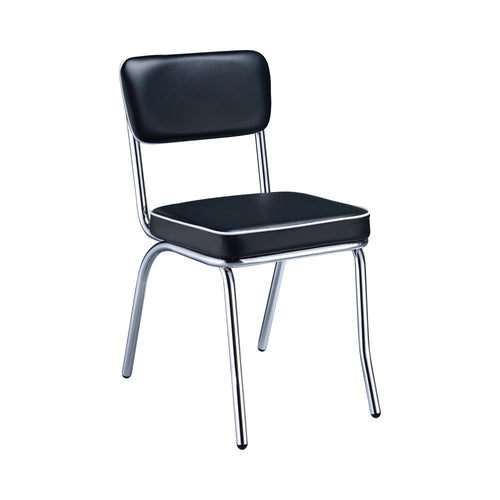 COASTER DINING-ROOM RETRO OPEN BACK SIDE CHAIRS BLACK AND CHROME