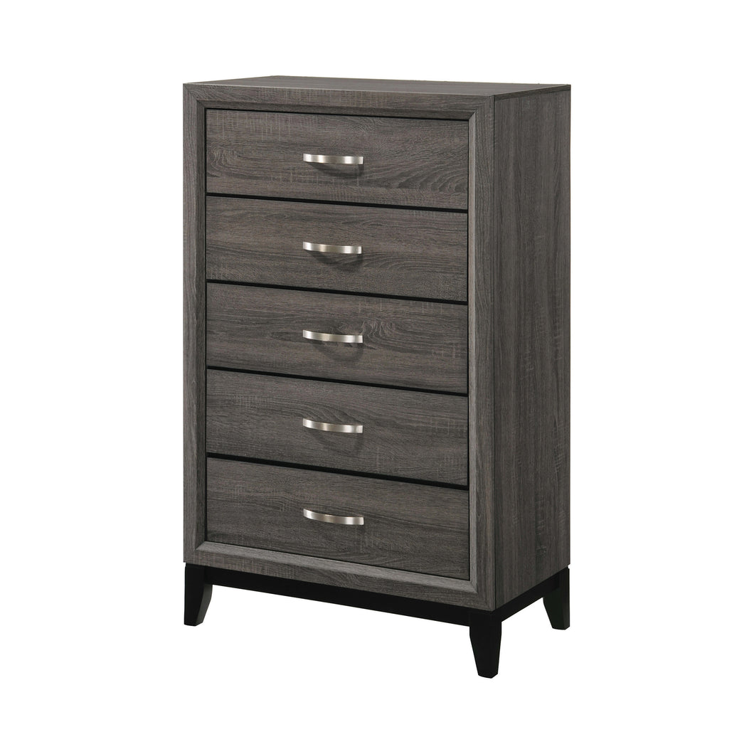 COASTER BEDROOM WATSON 5-DRAWER CHEST GREY OAK AND BLACK