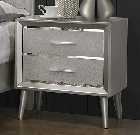 COASTER BEDROOM RAMON 2-DRAWER NIGHTSTAND METALLIC STERLING