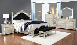 COASTER HEIDI METALLIC PLATINUM BEDROOM SET (4 PC)