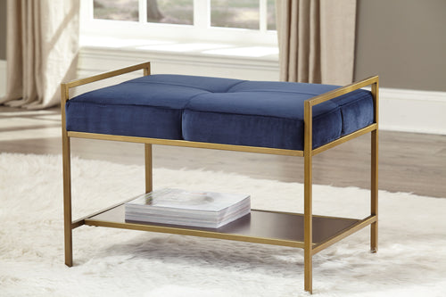 COASTER OFFICE-ACCESSORY UPHOLSTERED STOOL NAVY BLUE AND GOLD