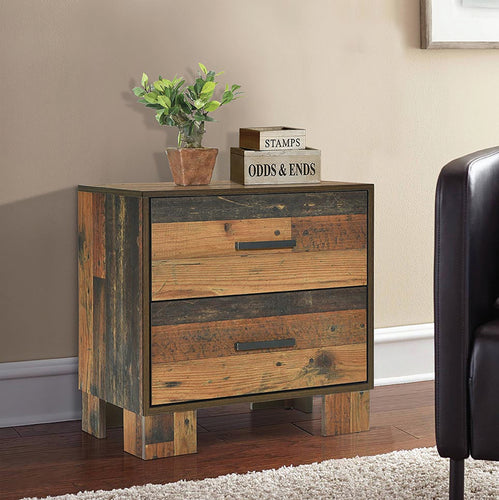 COASTER BEDROOM SIDNEY 2-DRAWER NIGHTSTAND RUSTIC PINE