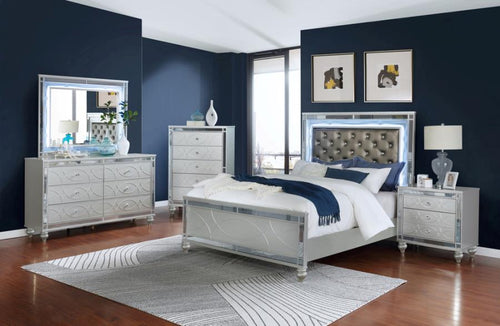 COASTER GUNNISON SILVER METALLIC KING BEDROOM SET (4 PC)