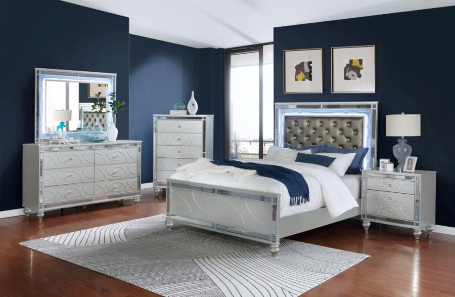 COASTER GUNNISON SILVER METALLIC KING BEDROOM SET (4 PC)
