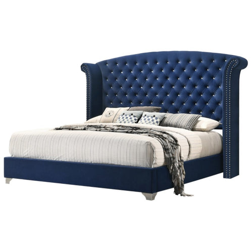 COASTER PACIFIC BLUE WINGBACK EASTERN KING BED