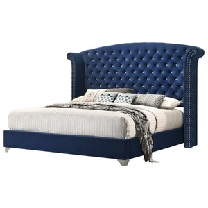 COASTER PACIFIC BLUE WINGBACK QUEEN BED