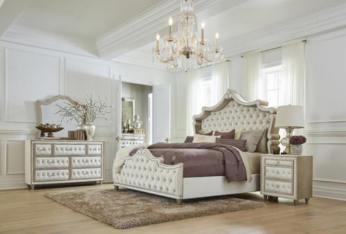 COASTER ANTONELLA CAMEL/IVORY BEDROOM SET (4 PC)