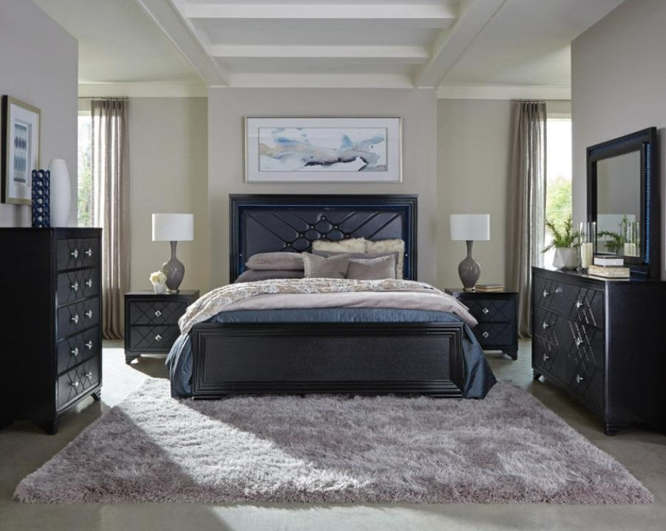 COASTER PENELOPE MIDNIGHT STAR LED BEDROOM SET (4 PC)