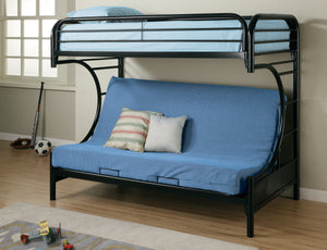 COASTER BEDROOM MONTGOMERY TWIN OVER FUTON BUNK BED GLOSSY BLACK