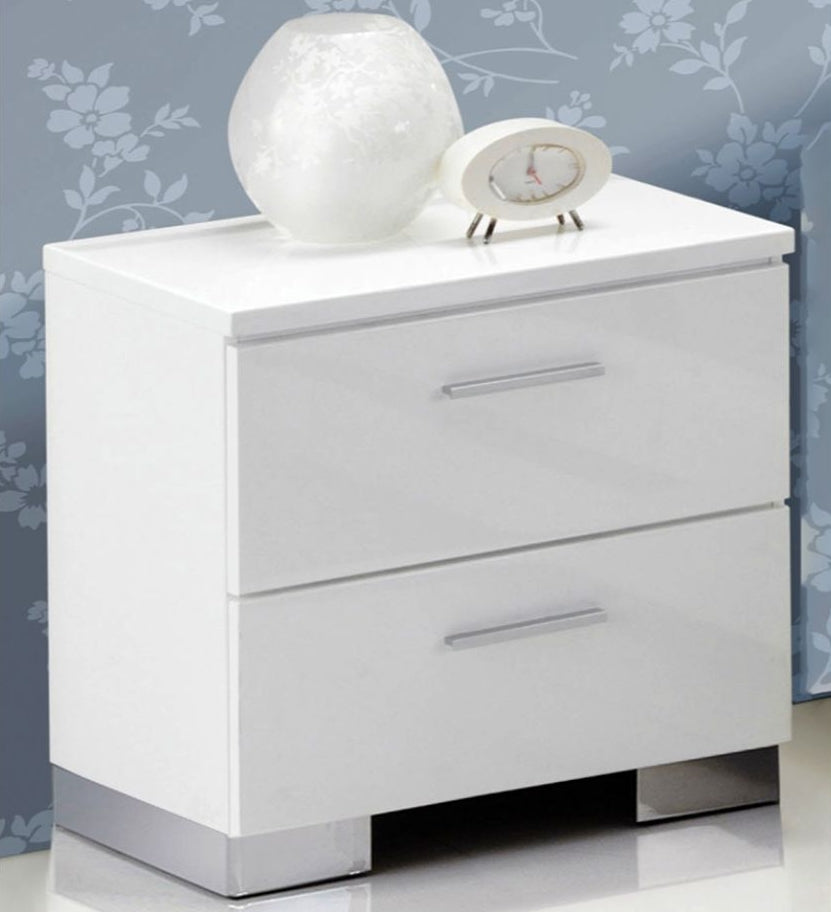 ACME LORIMAR WHITE & CHROME LEG NIGHTSTAND