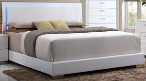 ACME LORIMAR WHITE PU & CHROME LEG QUEEN BED